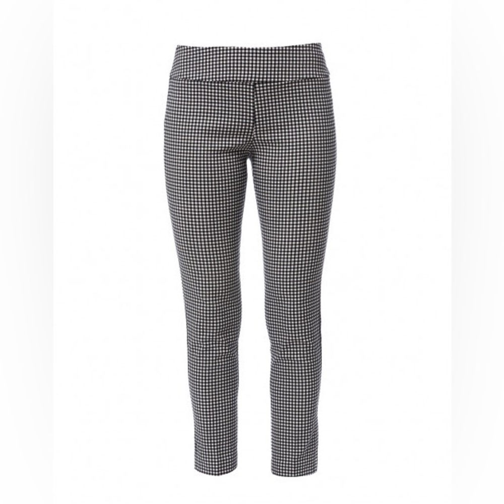 Elliott Lauren Black White Gingham Control Stretch Ankle Pants Size 10